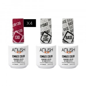 Kit 4x Esmaltes Semipermanentes  Anush + Base Coat y Top Coat