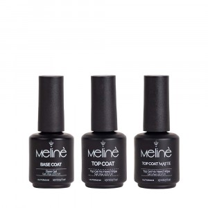 Esmaltes Base + Top Coat + Top Matte Semipermanente Meliné