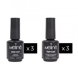 Kit Esmaltes Semipermanentes 3x Base Coat + 3x Top Coat Meline